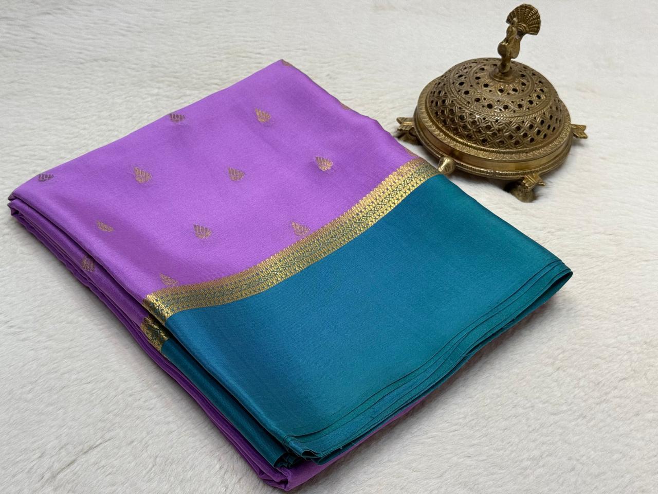 Beautiful Mysore Silk Sarees having exclusive Butta Pattern with Bentex Border & Rich pallu