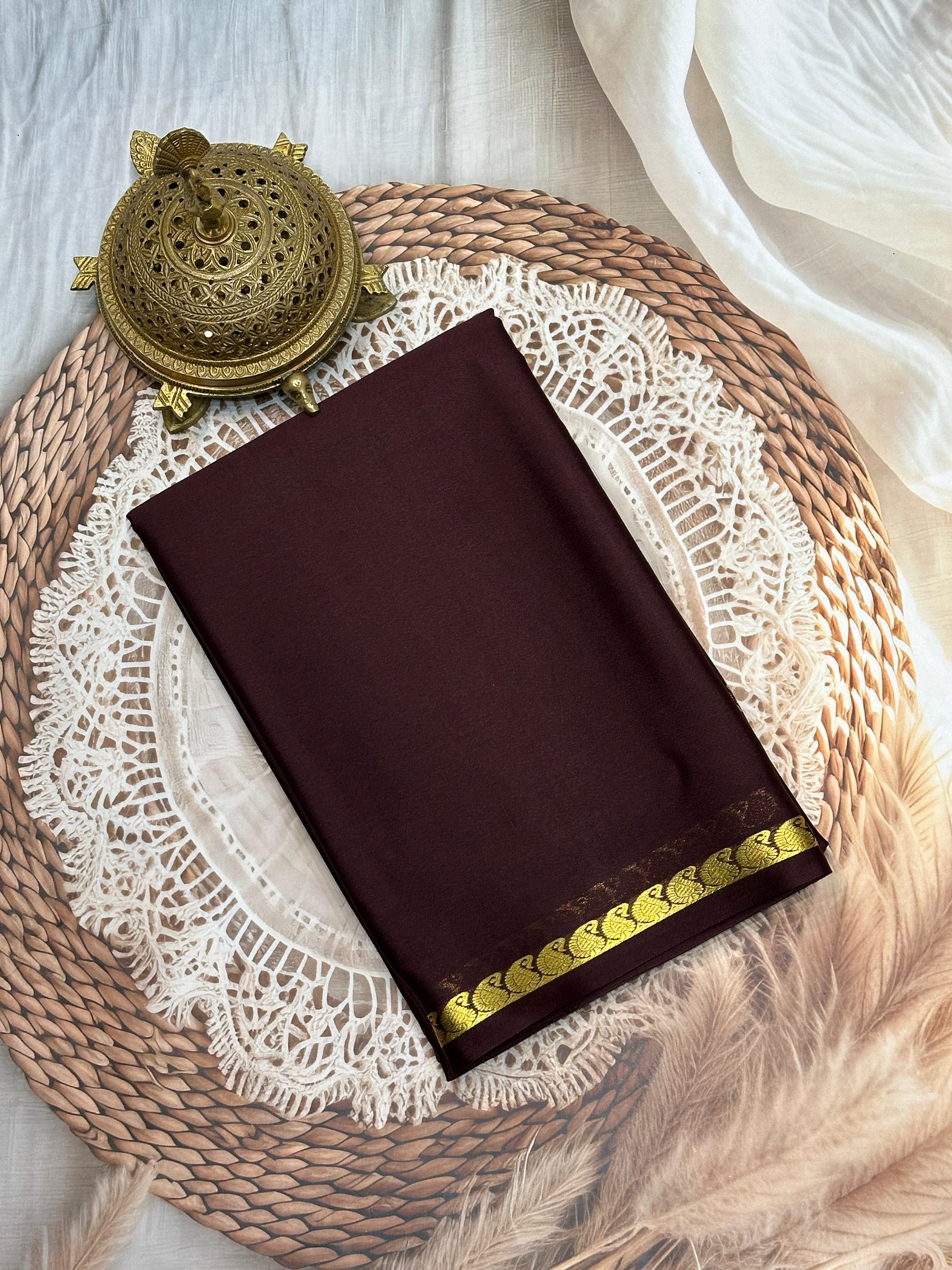 Exclusive Zari Border Plain Traditional Mysore Silk Saree