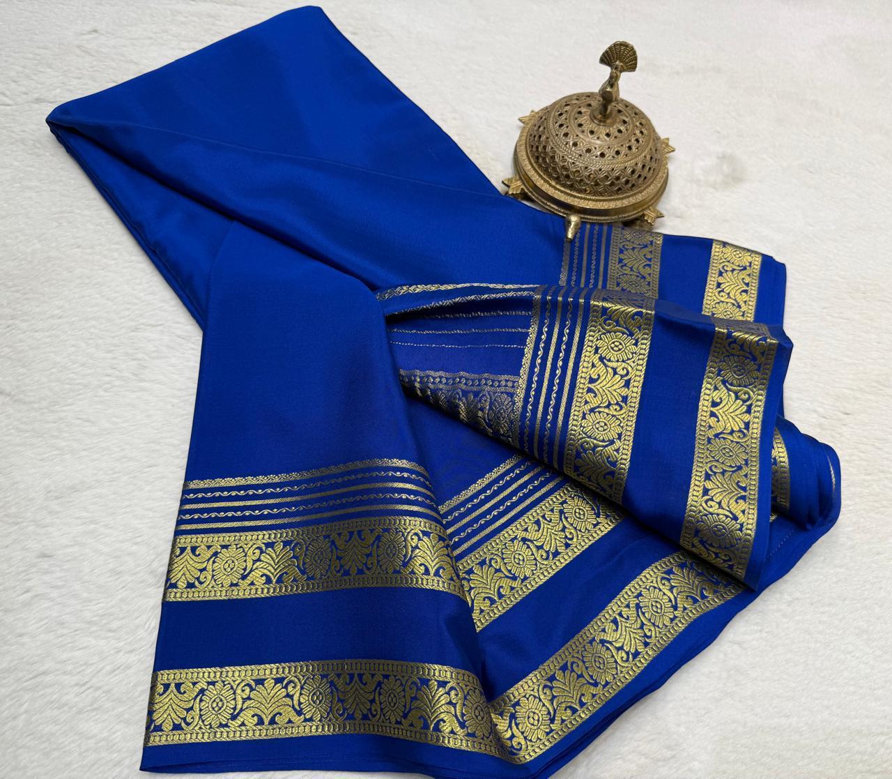 Classic Mysore Silk Saree With Rich Floral Zari Bentex Border