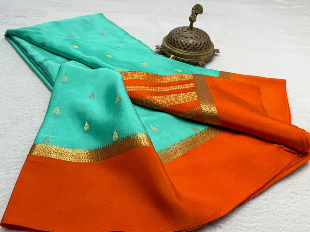 Beautiful Mysore Silk Sarees having exclusive Butta Pattern with Bentex Border & Rich pallu