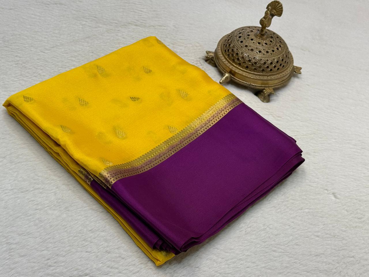 Beautiful Mysore Silk Sarees having exclusive Butta Pattern with Bentex Border & Rich pallu