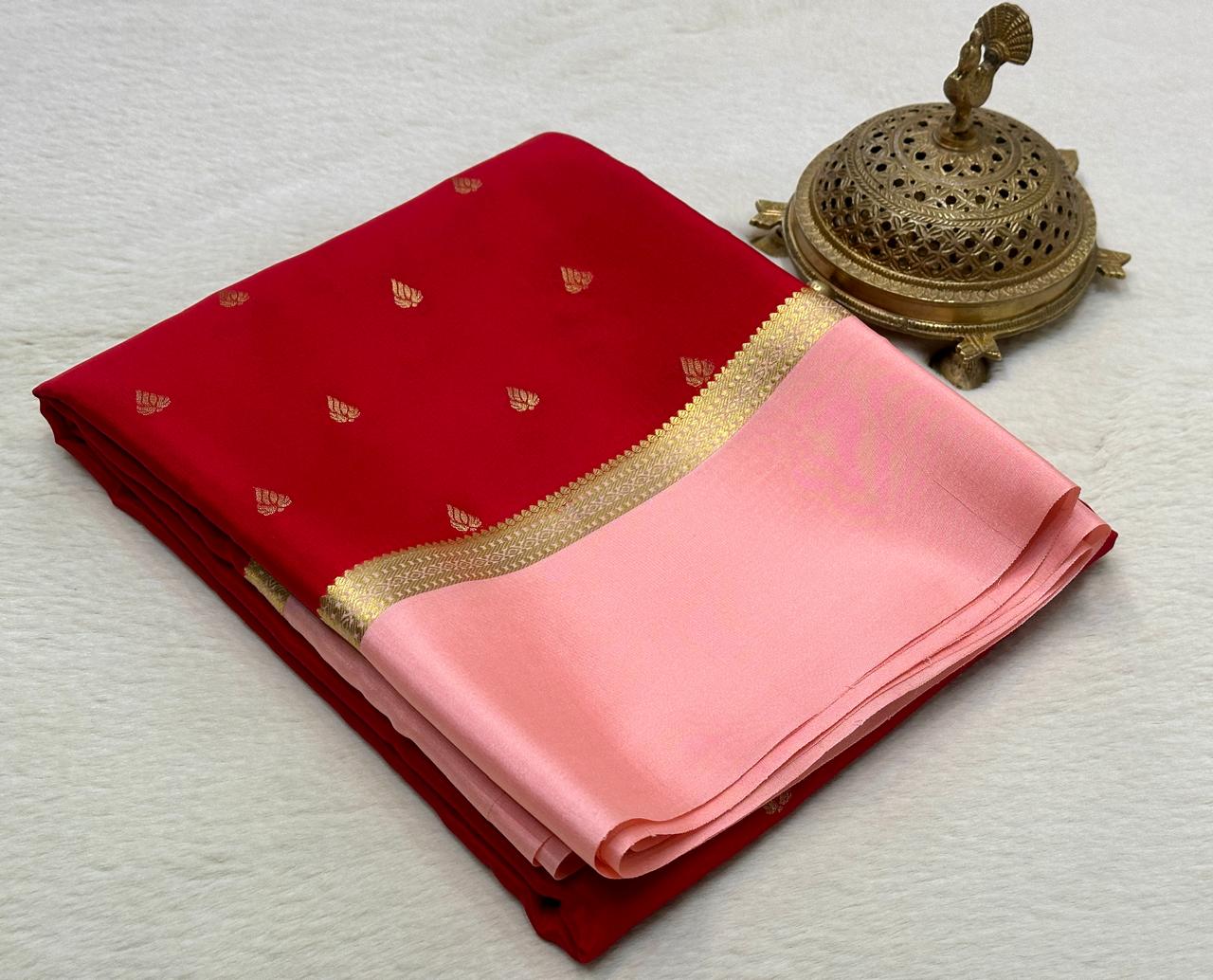 Beautiful Mysore Silk Sarees having exclusive Butta Pattern with Bentex Border & Rich pallu