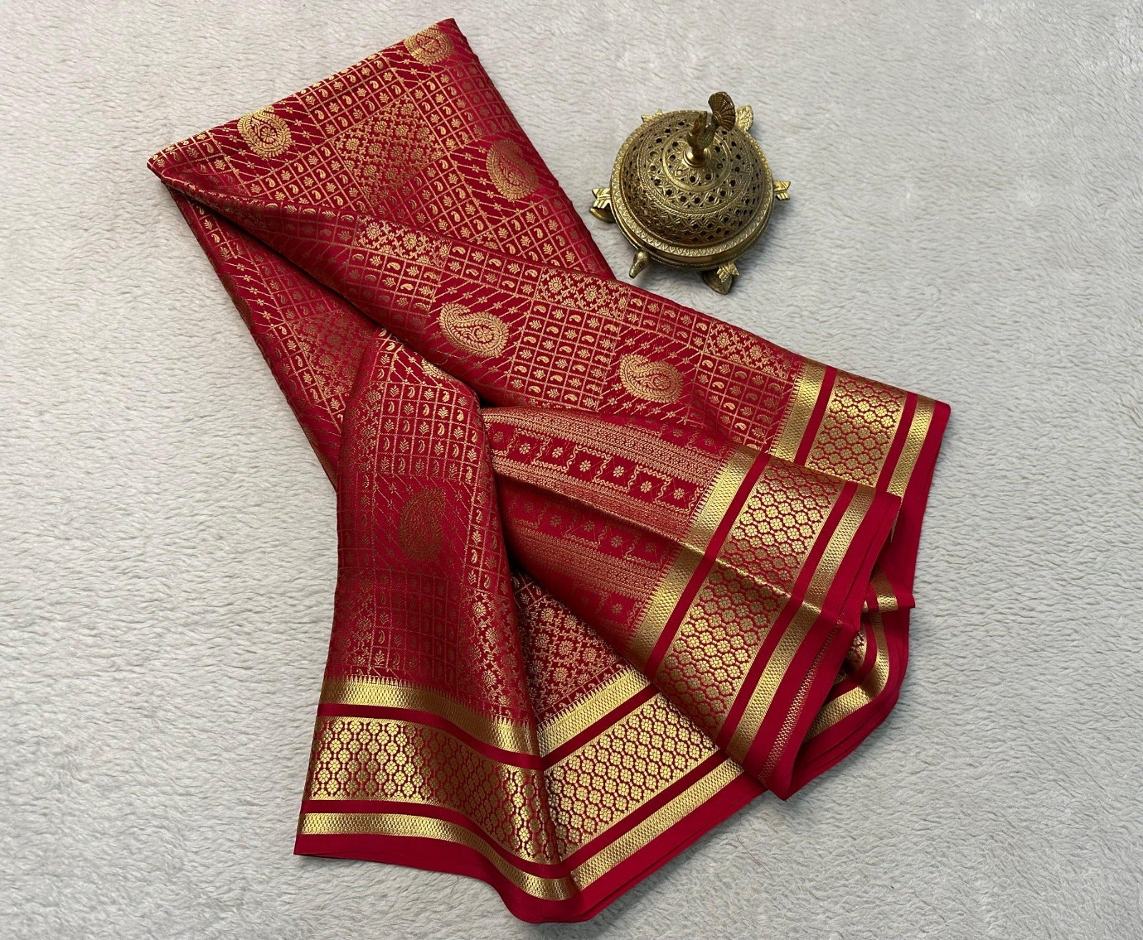 Rich Brocade Checks Pattern with Mango Design Mysore Silk Saree
